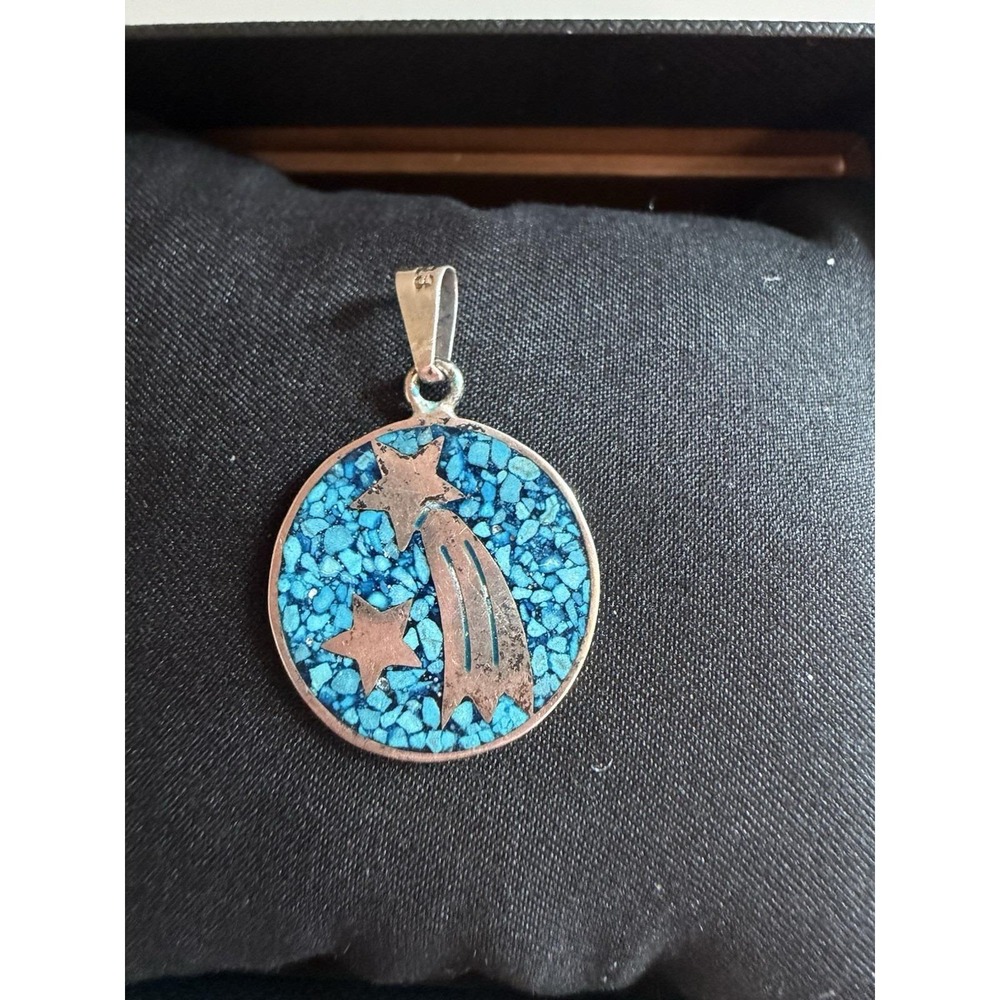 Beautiful 925 Silver "Meteor Shower" Pendant with Turquoise